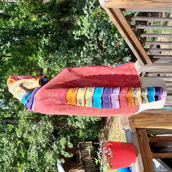 Ladies tie dye cotton zip hoodie, boho, layered stitching, multicolored, sz XL - Picture 11 of 14